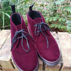 Dr.Martens red velvet.